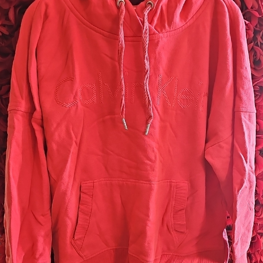 Calvin Klein Women's Orange Coral Hoodie Size XLarge